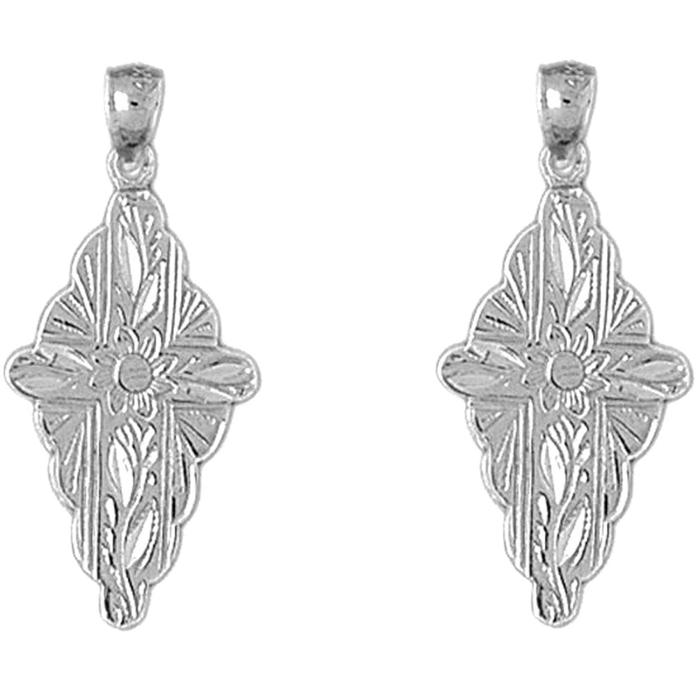 Sterling Silver 30mm Glory Cross Earrings