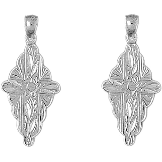 Sterling Silver 30mm Glory Cross Earrings