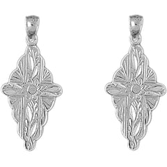 Sterling Silver 30mm Glory Cross Earrings