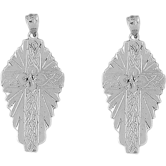 Sterling Silver 42mm Glory Cross Earrings