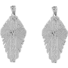 Sterling Silver 42mm Glory Cross Earrings