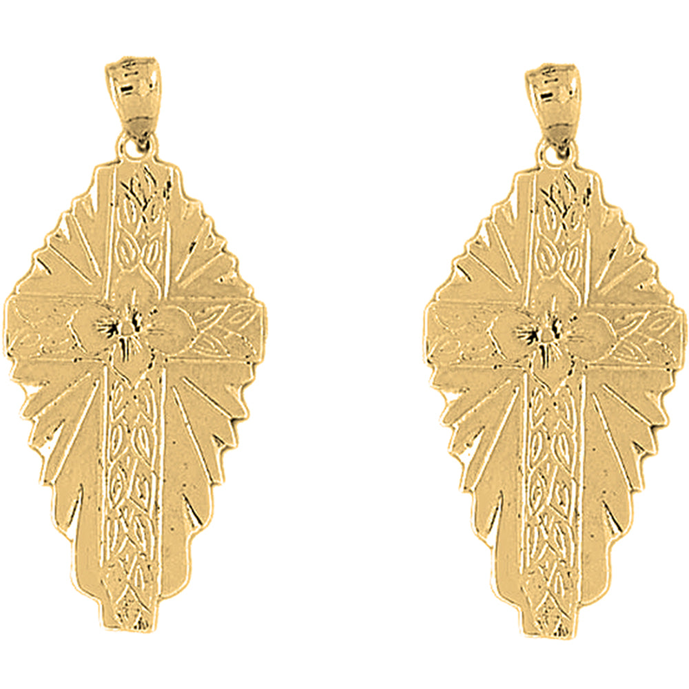 14K or 18K Gold 42mm Glory Cross Earrings