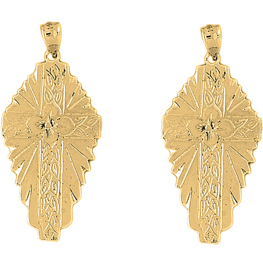 Yellow Gold-plated Silver 42mm Glory Cross Earrings