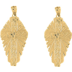 Yellow Gold-plated Silver 42mm Glory Cross Earrings
