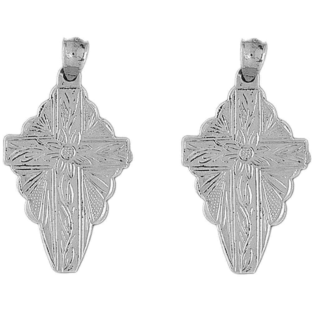 Sterling Silver 46mm Glory Cross Earrings