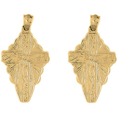 Yellow Gold-plated Silver 46mm Glory Cross Earrings