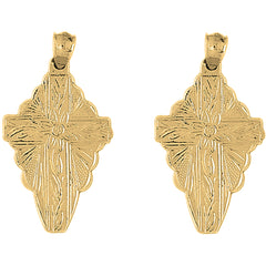 14K or 18K Gold 46mm Glory Cross Earrings