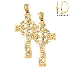 Sterling Silver 45mm Celtic Cross Earrings (White or Yellow Gold Plated)