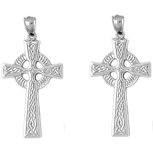 14K or 18K Gold 45mm Celtic Cross Earrings