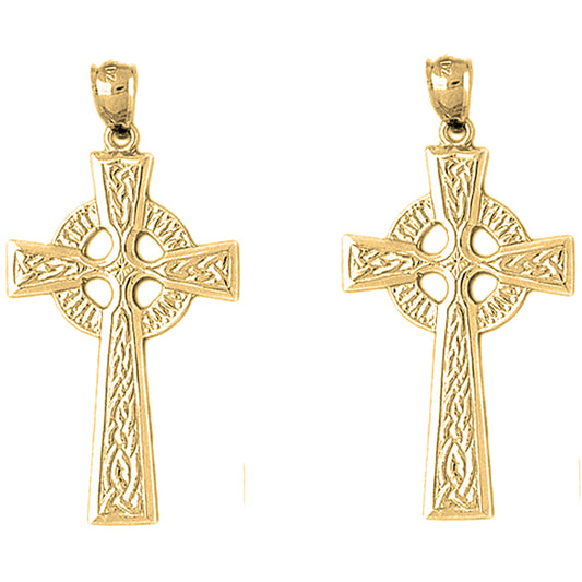 Yellow Gold-plated Silver 45mm Celtic Cross Earrings