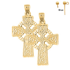 Pendientes de cruz celta de plata de ley de 30 mm (chapados en oro blanco o amarillo)