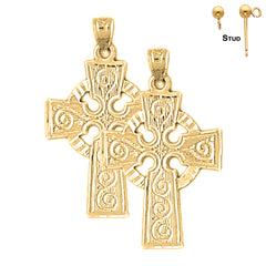 Sterling Silver 30mm Celtic Cross Earrings (White or Yellow Gold Plated)