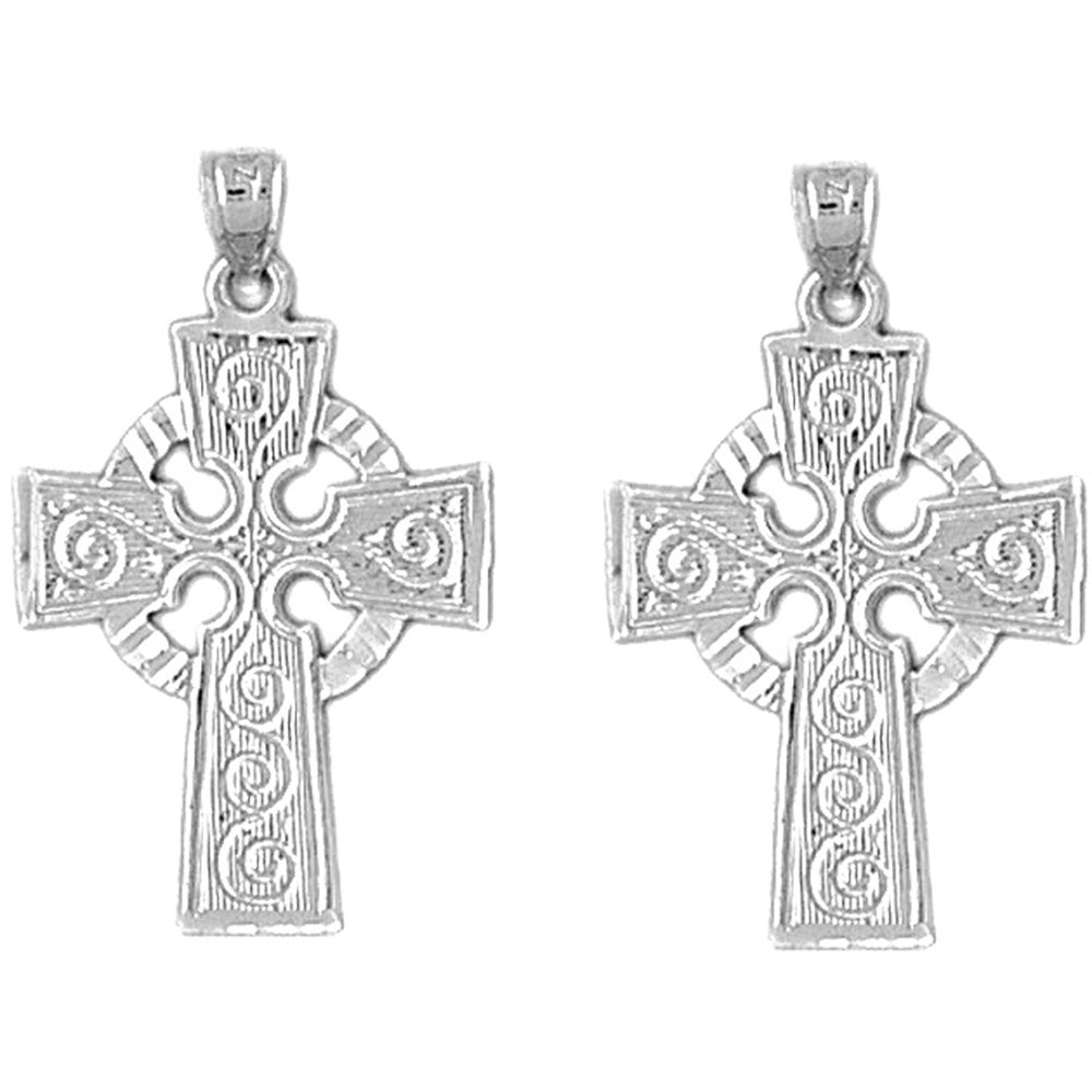 Sterling Silver 30mm Celtic Cross Earrings