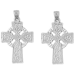 14K or 18K Gold 30mm Celtic Cross Earrings