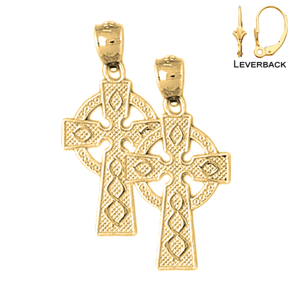 14K or 18K Gold Celtic Cross Earrings