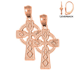 14K or 18K Gold Celtic Cross Earrings