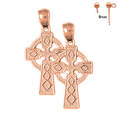 14K or 18K Gold Celtic Cross Earrings