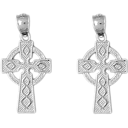 Sterling Silver 27mm Celtic Cross Earrings