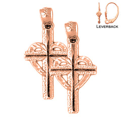 14K or 18K Gold Celtic Cross Earrings