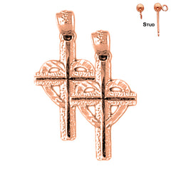 14K or 18K Gold Celtic Cross Earrings