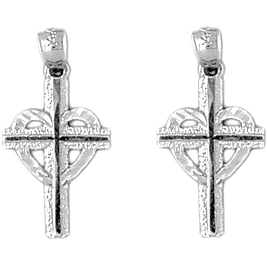 Sterling Silver 23mm Celtic Cross Earrings