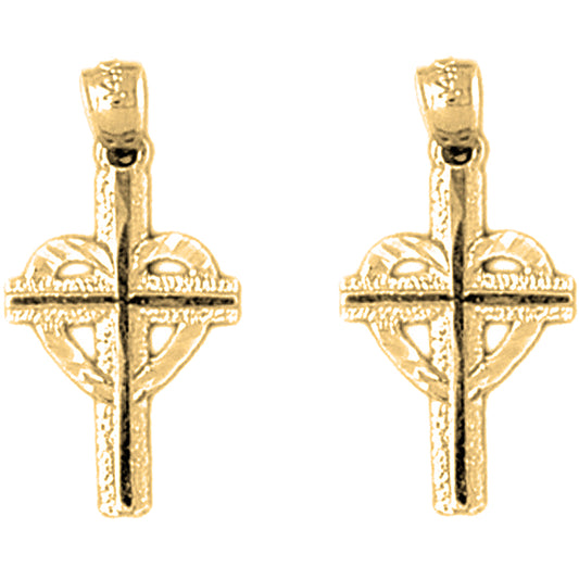 14K or 18K Gold 23mm Celtic Cross Earrings