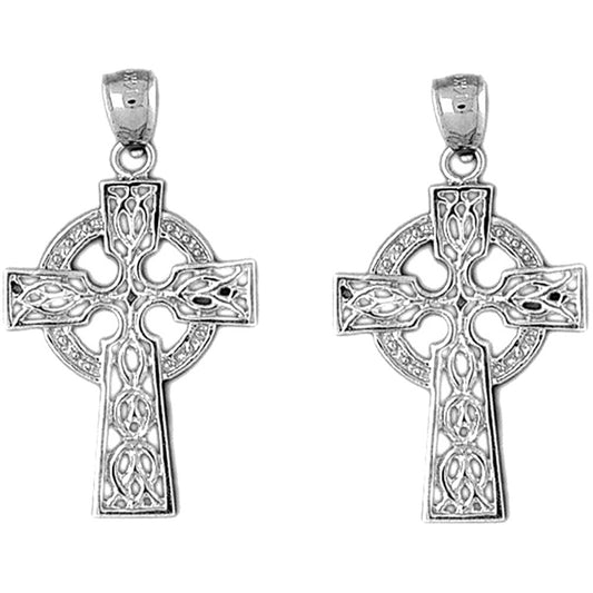 Sterling Silver 37mm Celtic Cross Earrings
