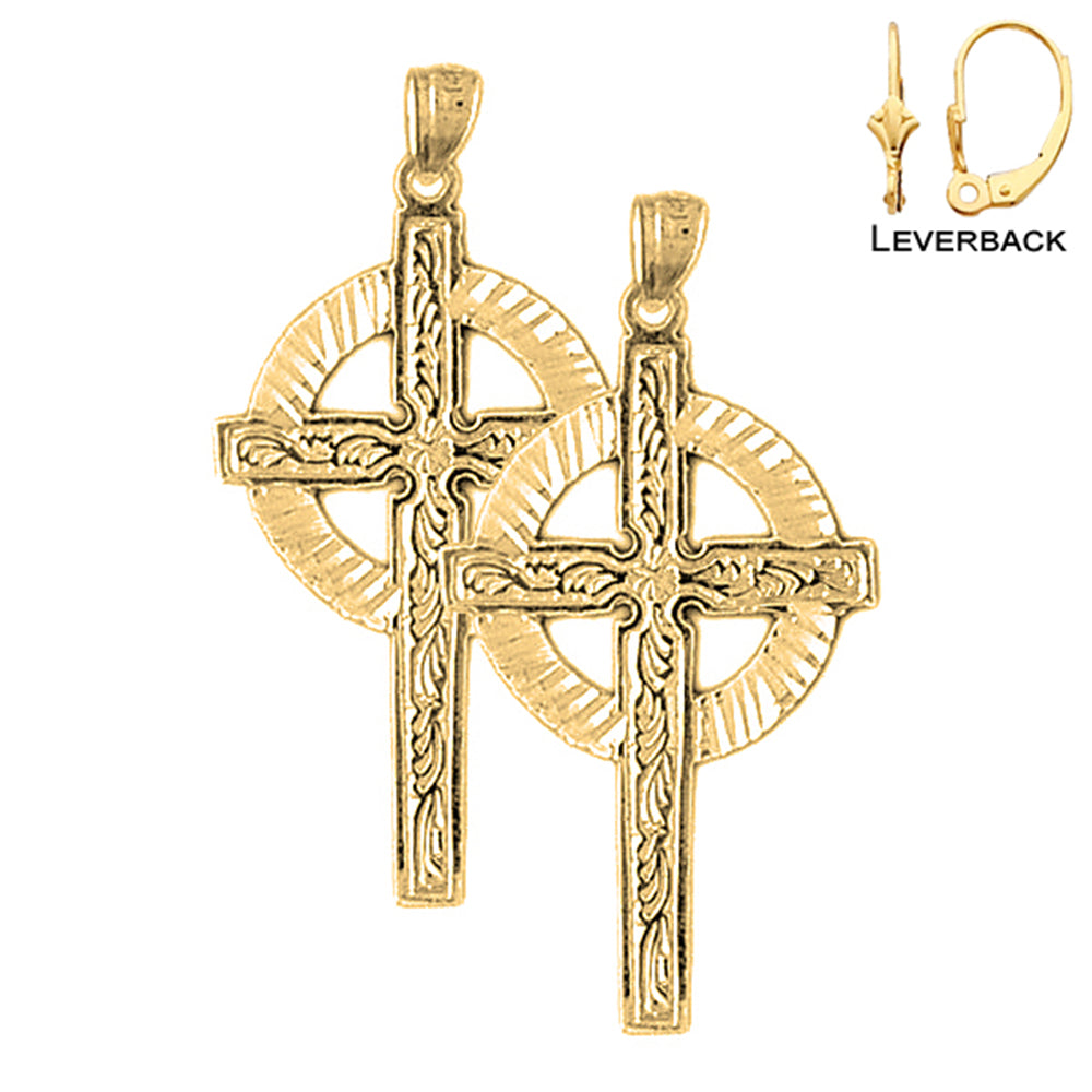 14K or 18K Gold Celtic Cross Earrings