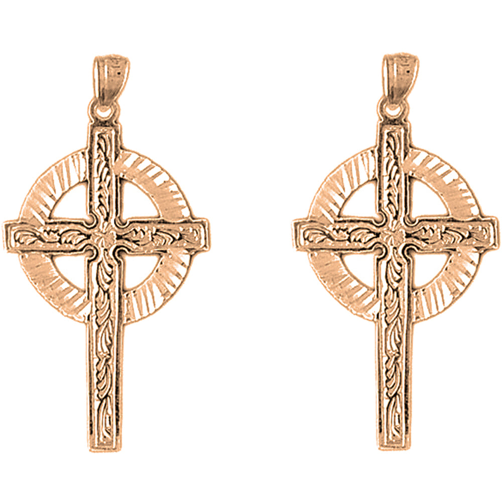 14K or 18K Gold 40mm Celtic Cross Earrings