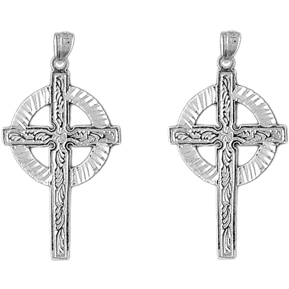 Sterling Silver 40mm Celtic Cross Earrings