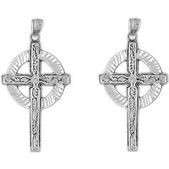 Sterling Silver 40mm Celtic Cross Earrings