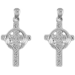 Sterling Silver 30mm Celtic Cross Earrings