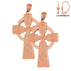 14K or 18K Gold Celtic Cross Earrings