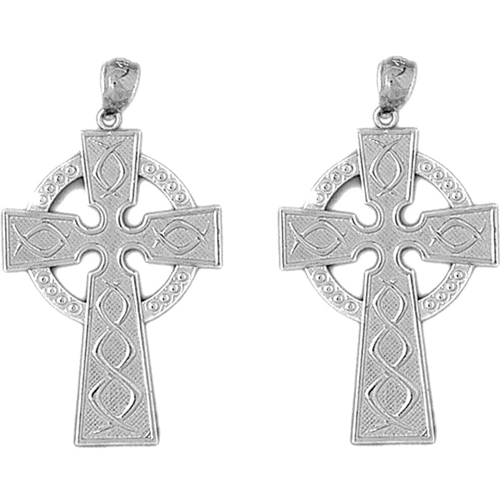 Sterling Silver 40mm Celtic Cross Earrings