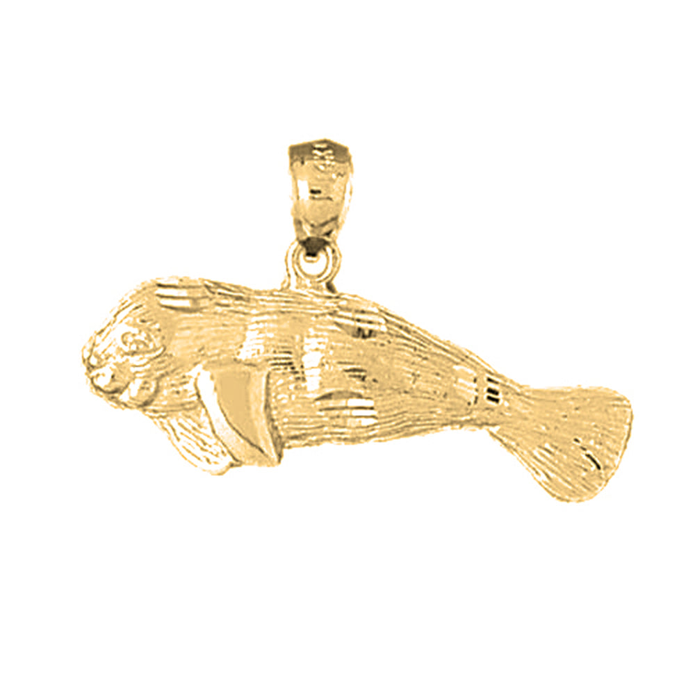 10K, 14K or 18K Gold Manatee Pendant