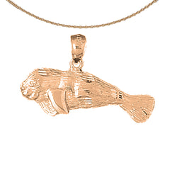 10K, 14K or 18K Gold Manatee Pendant