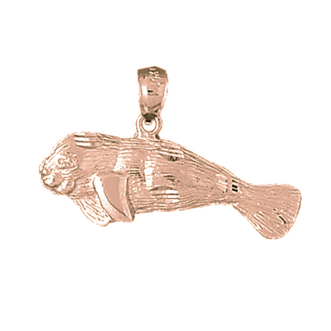 10K, 14K or 18K Gold Manatee Pendant