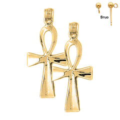 Pendientes de cruz Ankh de plata de ley de 31 mm (chapados en oro blanco o amarillo)