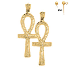 14K or 18K Gold Ankh Cross Earrings