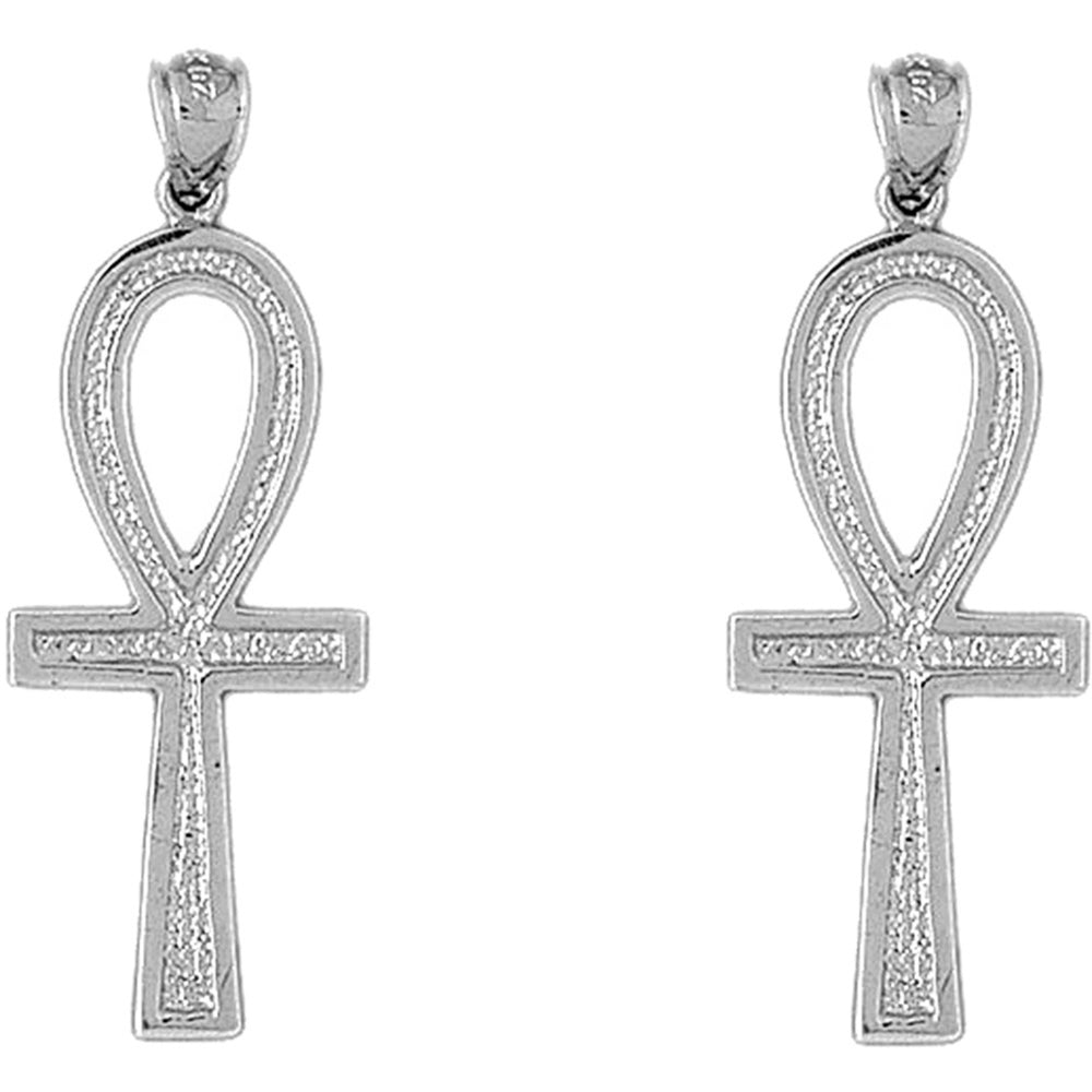 Sterling Silver 48mm Ankh Cross Earrings