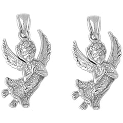 Sterling Silver 31mm Angel Earrings