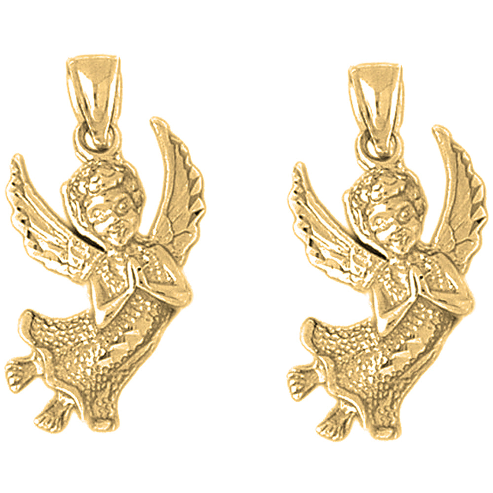 Yellow Gold-plated Silver 31mm Angel Earrings