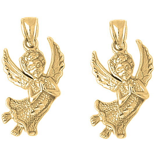 14K or 18K Gold 31mm Angel Earrings