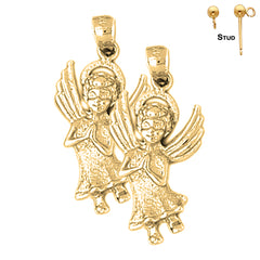 Pendientes de ángel de plata de ley de 28 mm (chapados en oro blanco o amarillo)