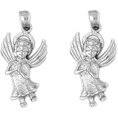 Sterling Silver 28mm Angel Earrings
