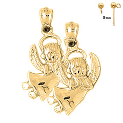 Sterling Silver 28mm Angel Earrings (White or Yellow Gold Plated)