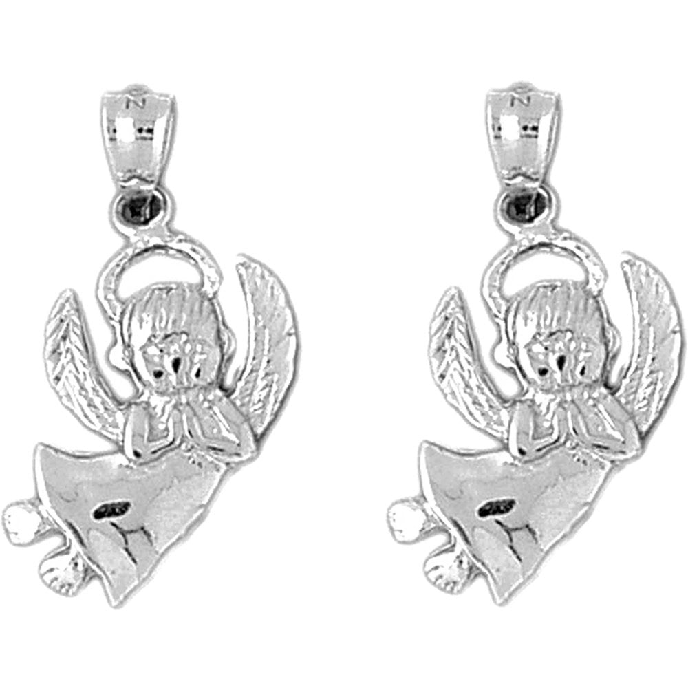 Sterling Silver 28mm Angel Earrings