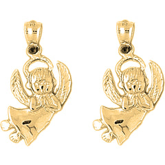 Yellow Gold-plated Silver 28mm Angel Earrings