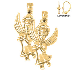 Sterling Silver 29mm Angel Earrings (White or Yellow Gold Plated)