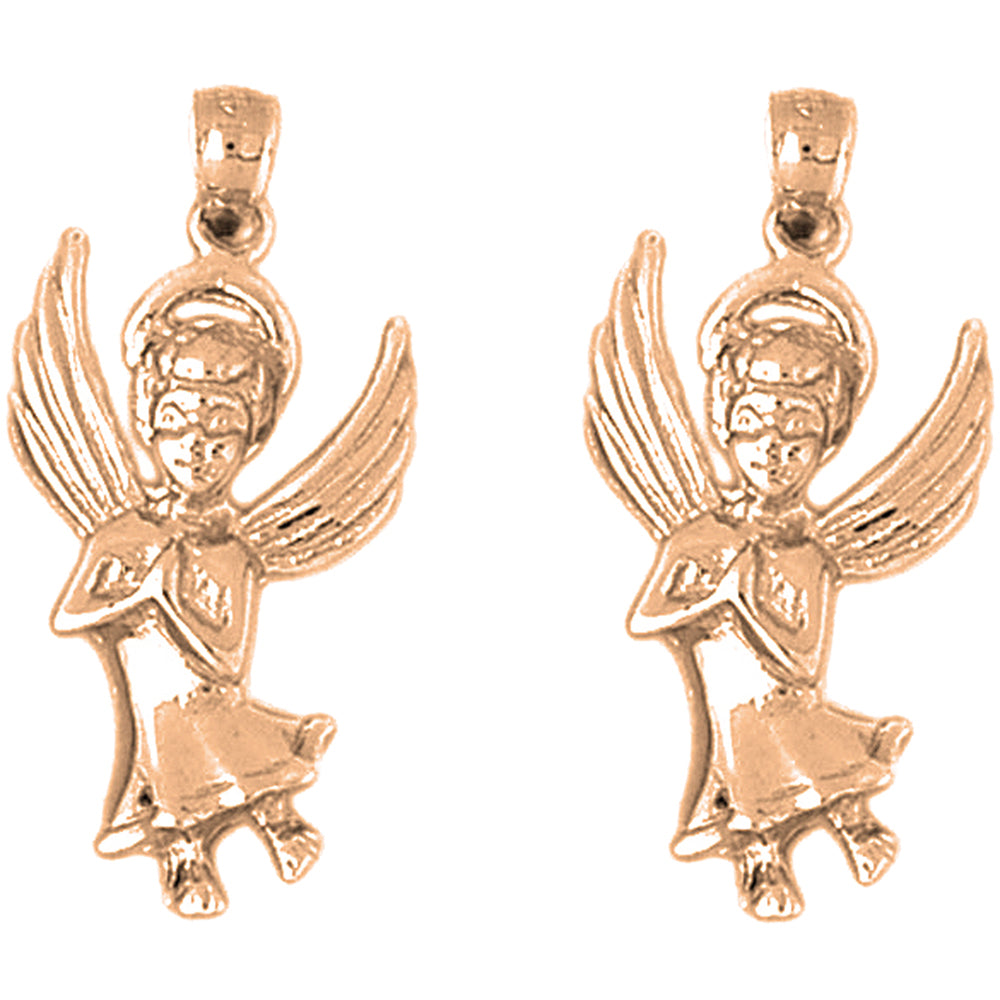 14K or 18K Gold 29mm Angel Earrings